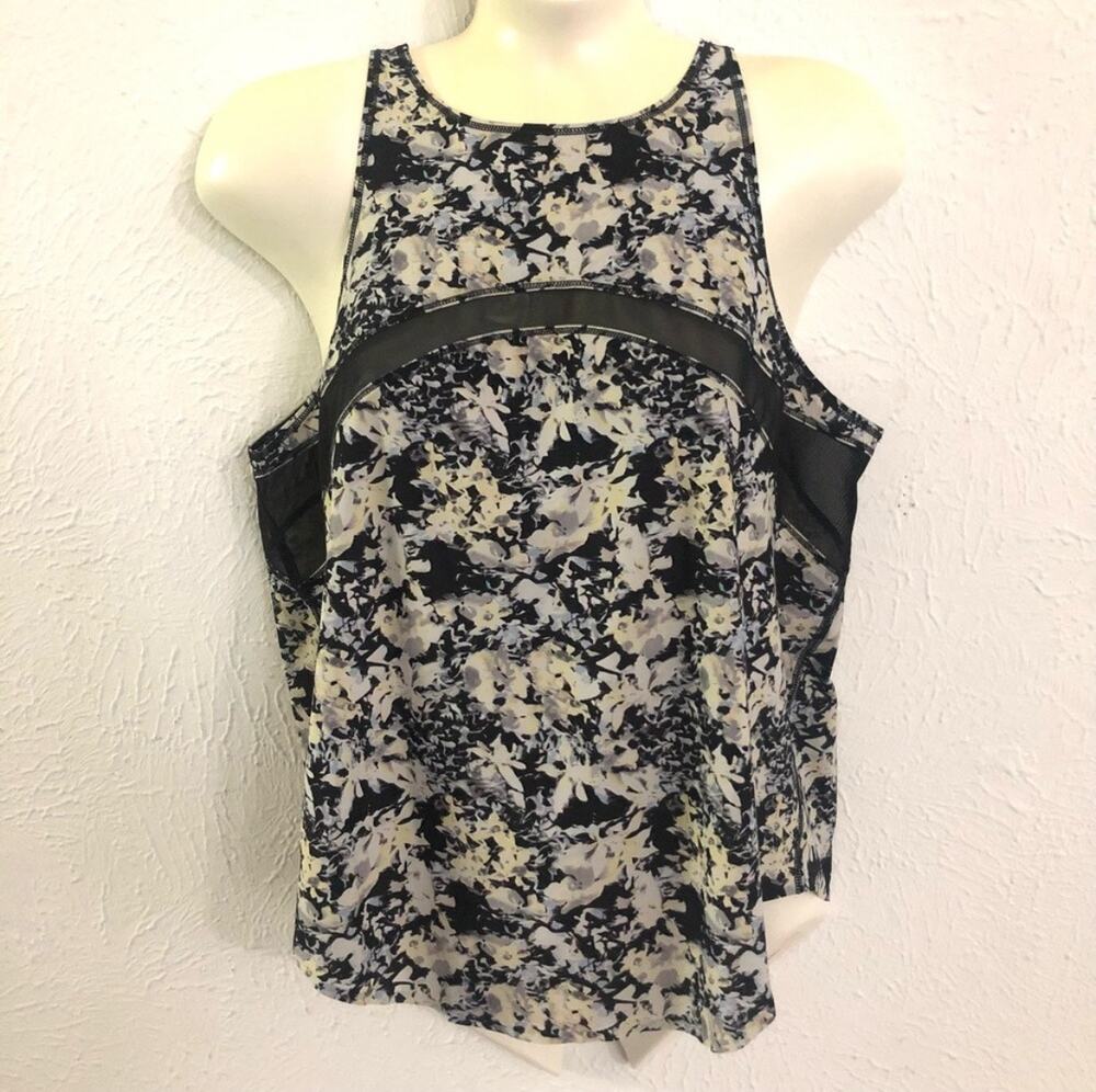 Lululemon Water Sun Runner Tank Crosscourt Petal Black Clarity Yellow Floral 6